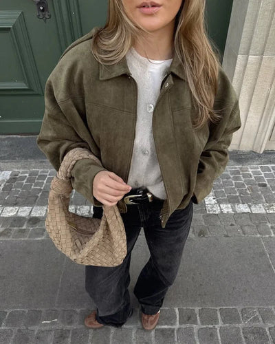 Alena - Bomber Jacke aus Wildleder