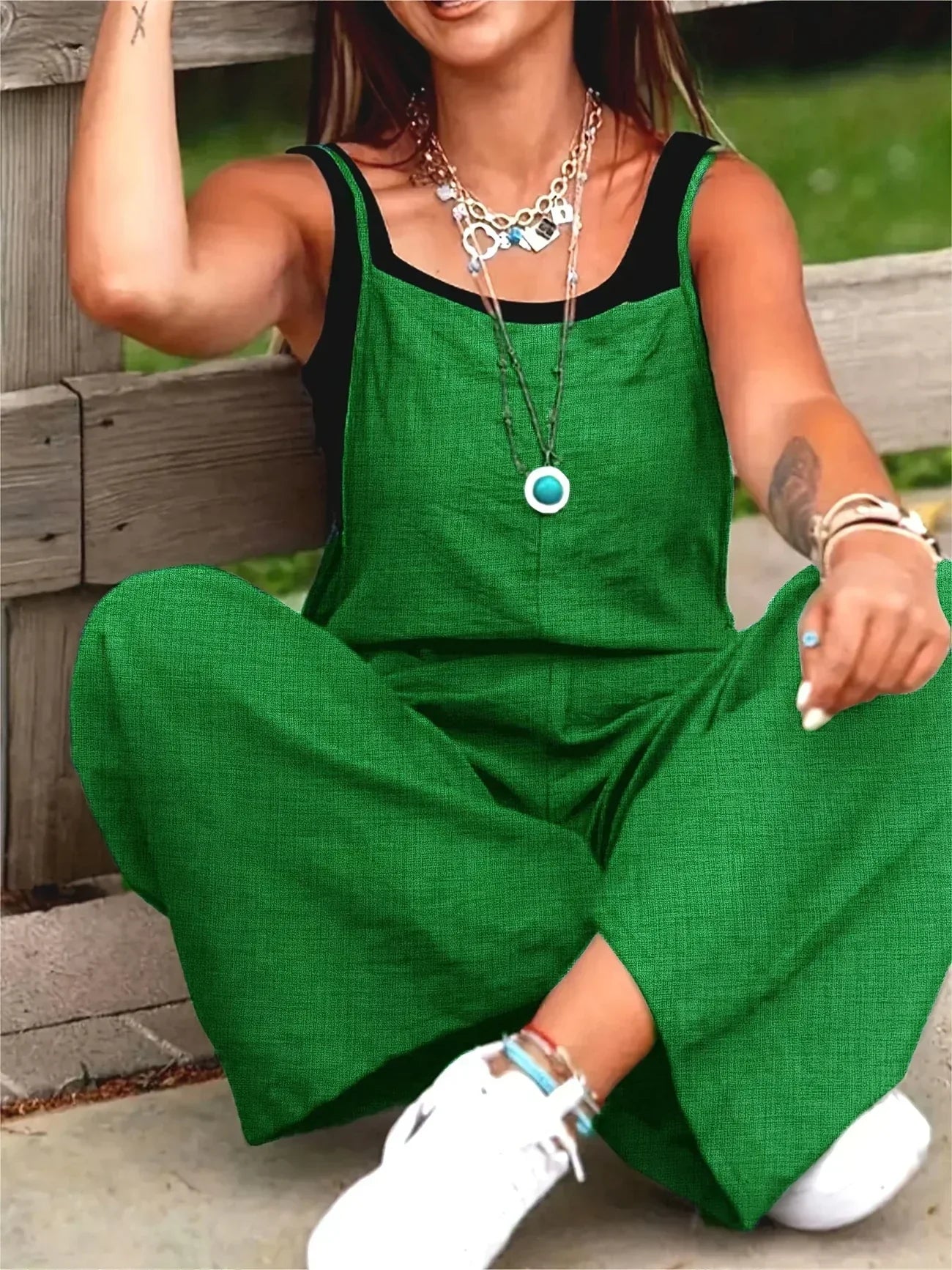 Annia – Lässige Latzhose Mit Weiten Beinen Und Taschen