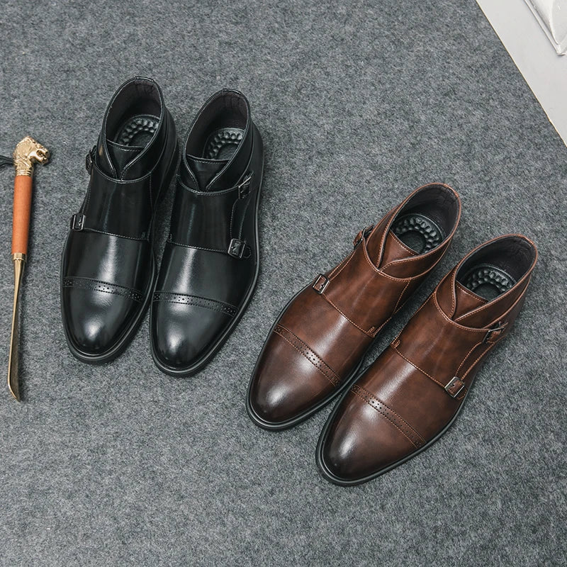 Parker | Leder Doppel-Monk-strap Stiefel