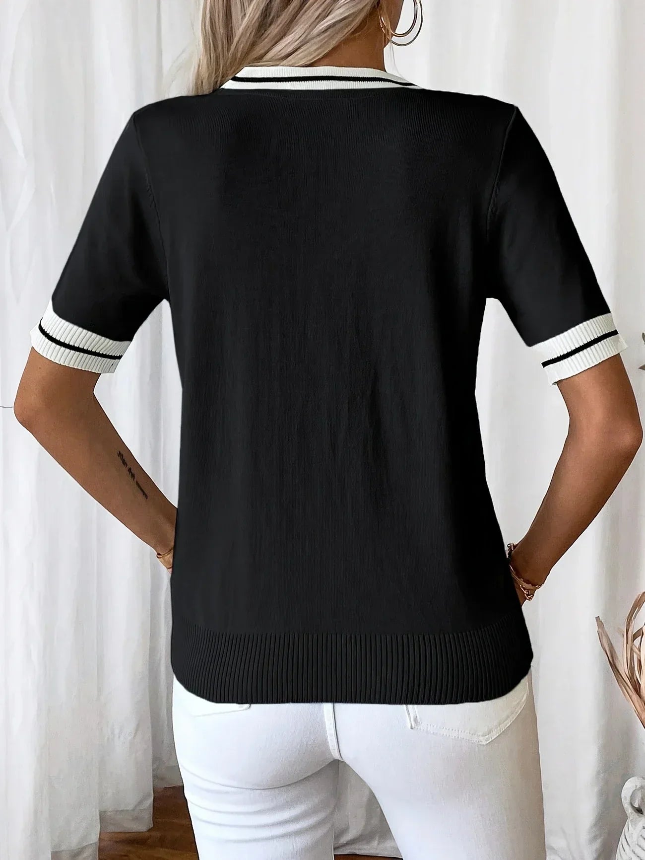 Brunella - Eleganz V-Ausschnitt Strick Oberteil